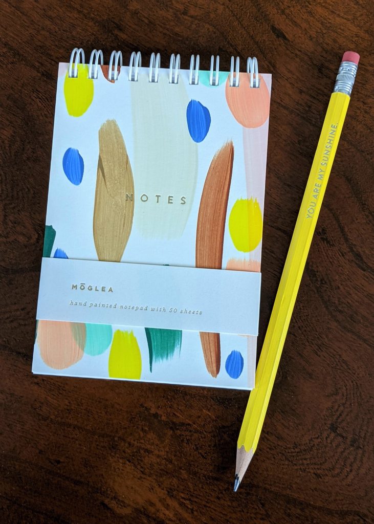 Moglea notebook and You Are My Sunshine pencil